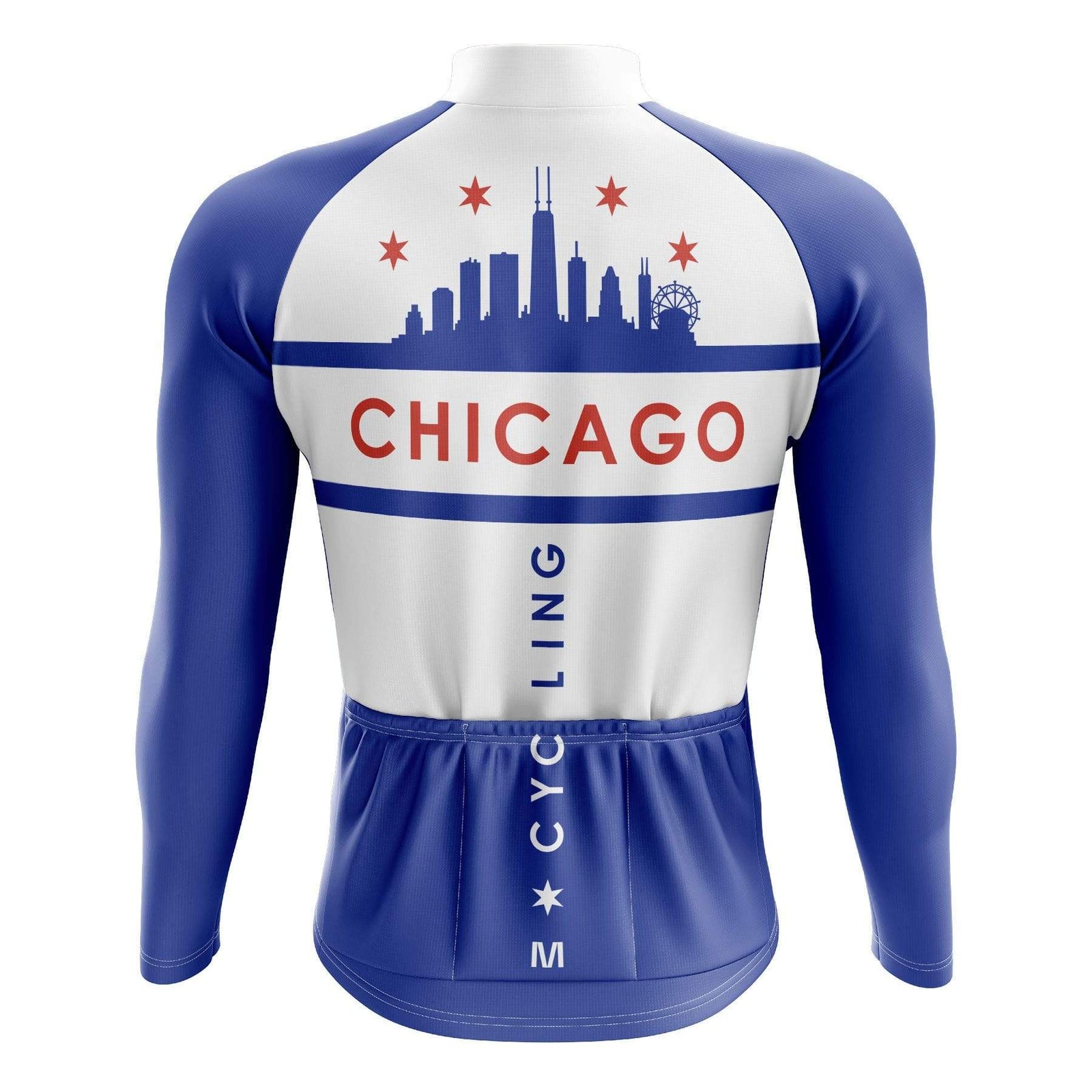 Chicago White Long Sleeve Cycling Jersey Montella Cycling Men Long Sleeve