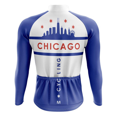 Chicago White Long Sleeve Cycling Jersey Montella Cycling Men Long Sleeve