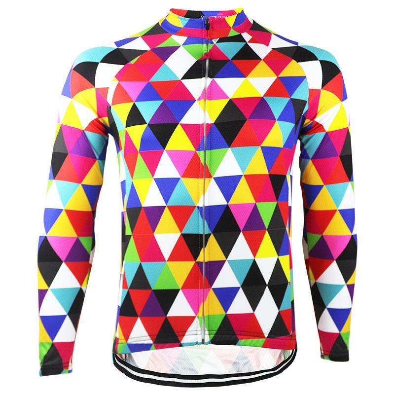 Colorful Triangles Long Sleeve Cycling Jersey Montella Cycling Men Long Sleeve