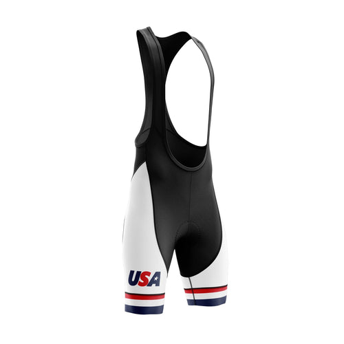 Montella Cycling Bibs Men's USA White Cycling Bib Shorts