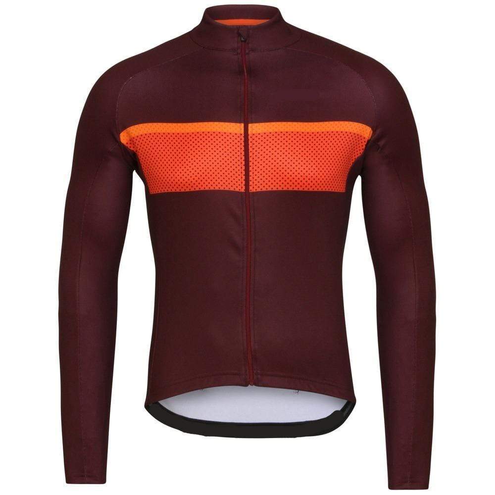 Montella Cycling Burgundy Men's Winter Fleece Cycling Jersey