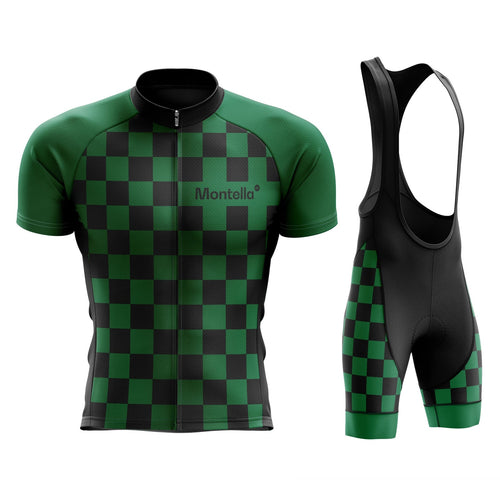 Montella Cycling Cycling Kit Men's Green Squares Cycling Jersey or Bibs