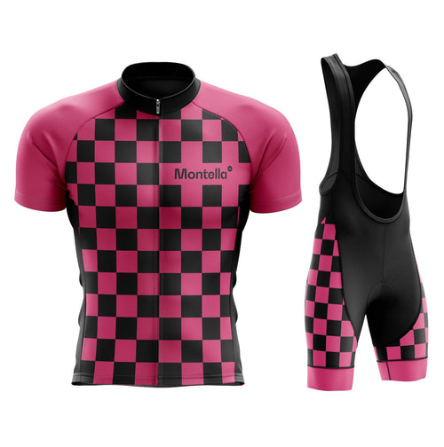 Montella Cycling Cycling Kit Men's Pink Squares Cycling Jersey or Bibs