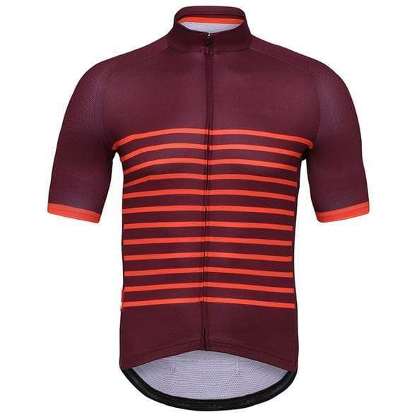 Montella Cycling Jersey Men's Burgundy Classic Stripes Cycling Jersey