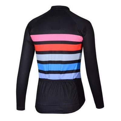 Montella Cycling Long Sleeve Men's Black Striped Oxford Long Sleeve Cycling Jersey