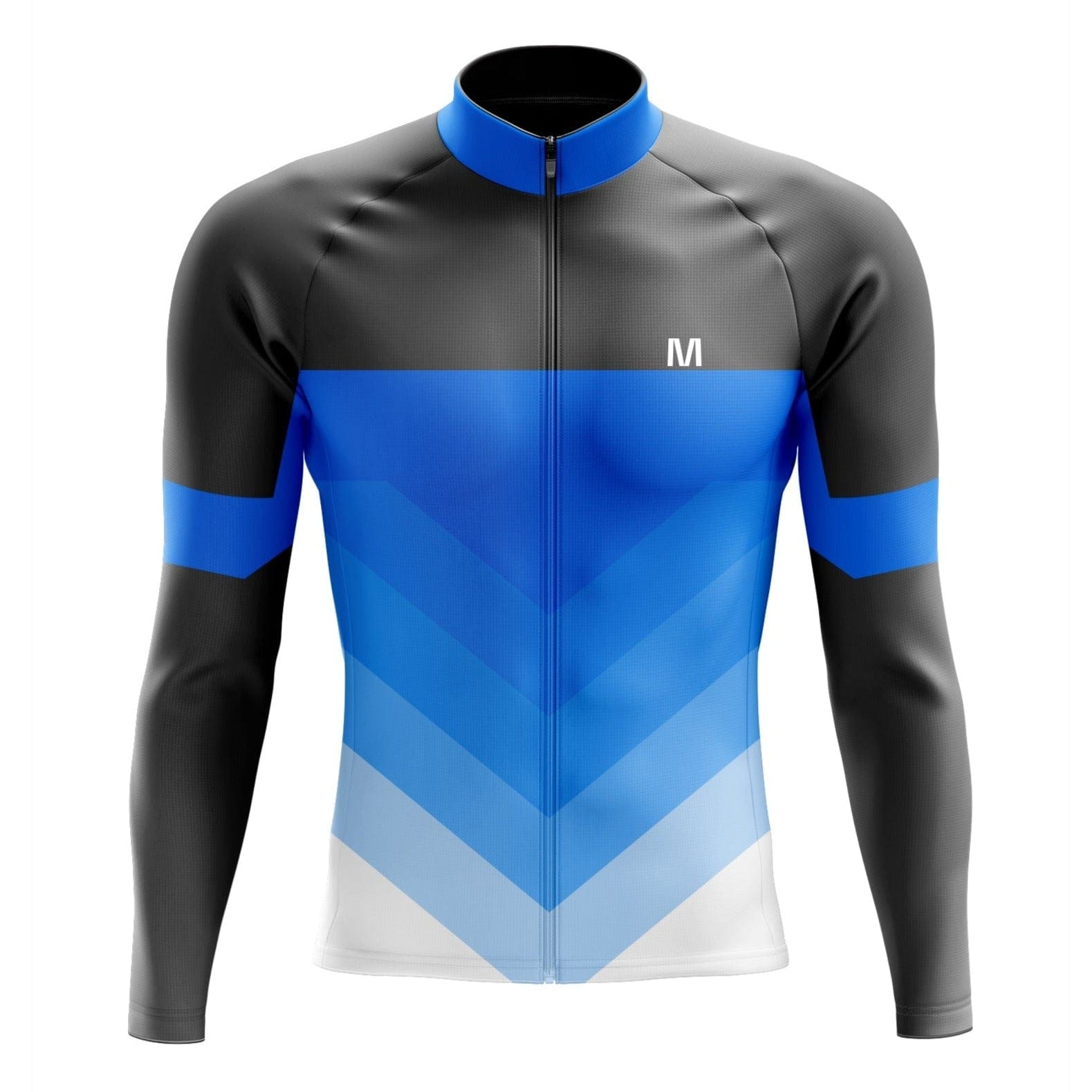 Montella Cycling Long Sleeve Men's Blue Arrows Long Sleeve Cycling Jersey