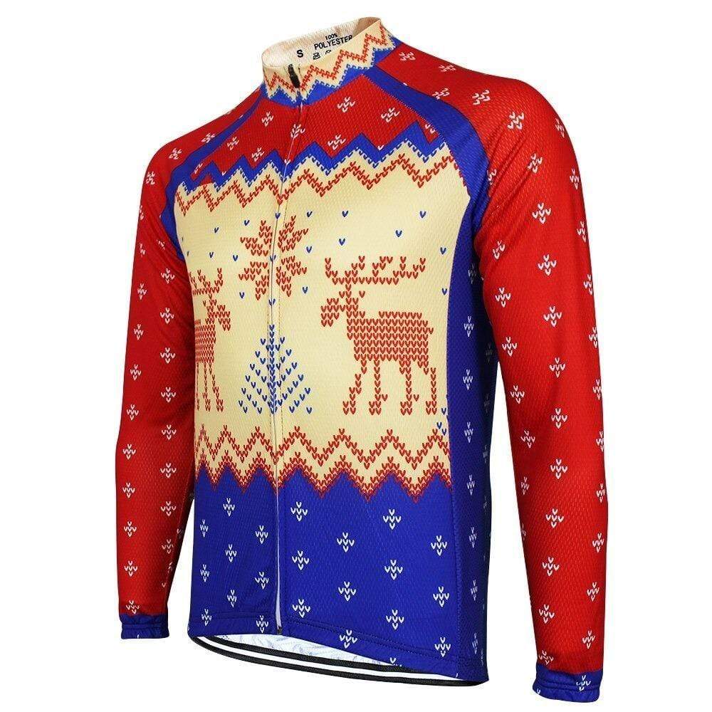 Montella Cycling Long Sleeve Men's Christmas Style Long Sleeve Cycling Jersey