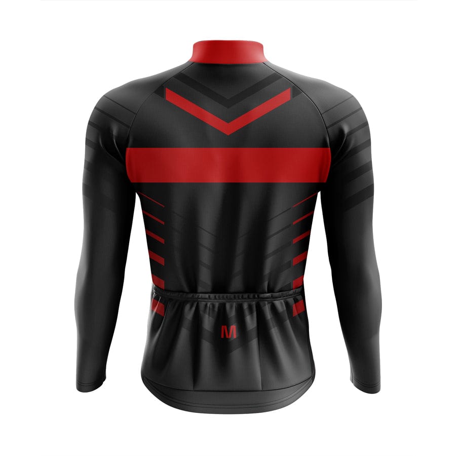 Montella Cycling Long Sleeve Men's Red Black Long Sleeve Cycling Jersey