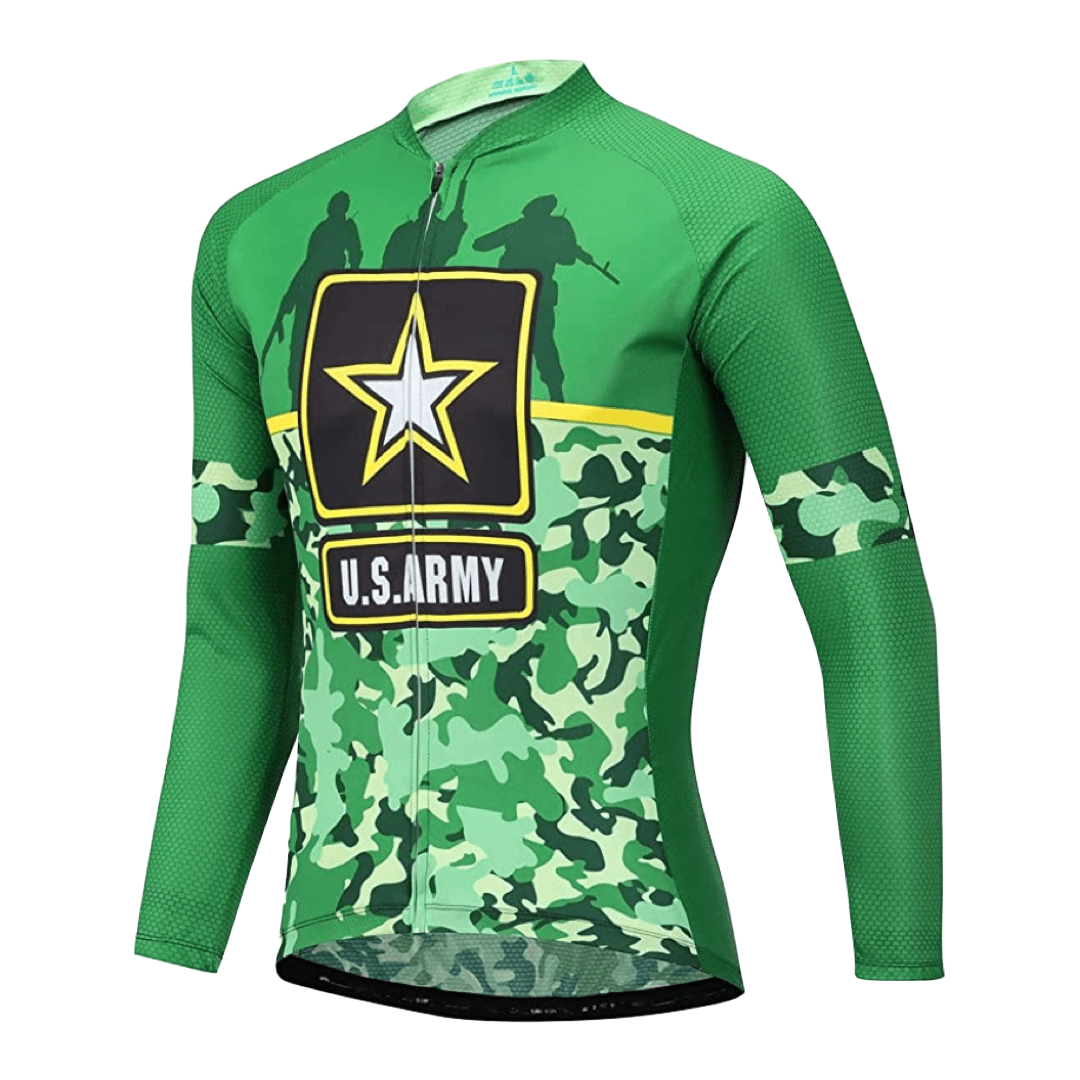 Montella Cycling Long Sleeve Men's US Army Long Sleeve Cycling Jersey