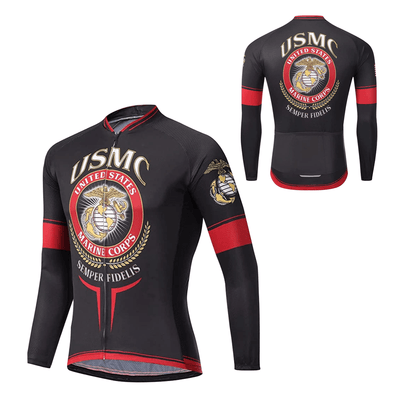 Montella Cycling Long Sleeve Men's US Marine Long Sleeve Cycling Jersey