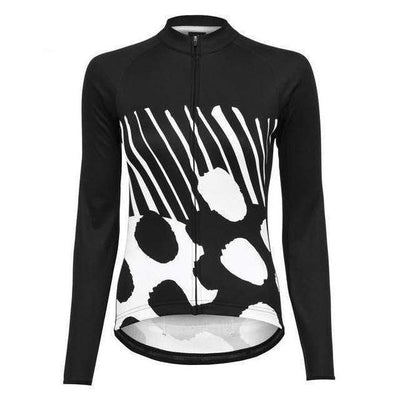 Montella Cycling Long Sleeve No Fleece / XXS Women's Black & White Long Sleeve Cycling Jersey