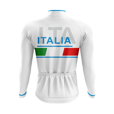 Montella Cycling Men Long Sleeve Italia White Long Sleeve Cycling Jersey