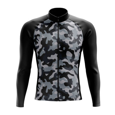 Montella Cycling Men Long Sleeve Men's Grey Camo Long Sleeve Cycling Jersey