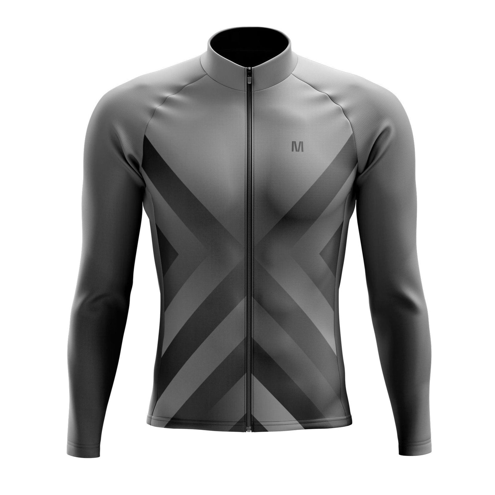 Montella Cycling Men Long Sleeve Men's Grey Gradient Long Sleeve Cycling Jersey