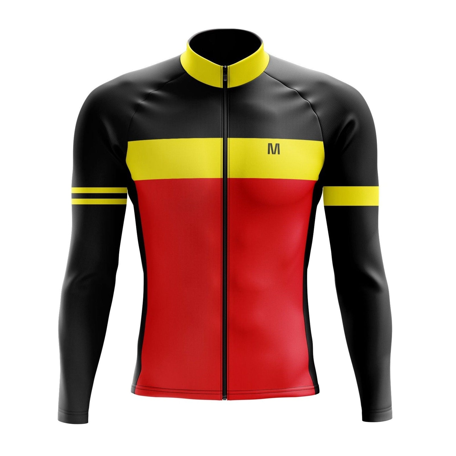 Montella Cycling Men Long Sleeve Men's Red Black Long Sleeve Cycling Jersey