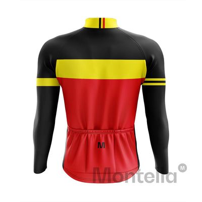 Montella Cycling Men Long Sleeve Men's Red Black Long Sleeve Cycling Jersey