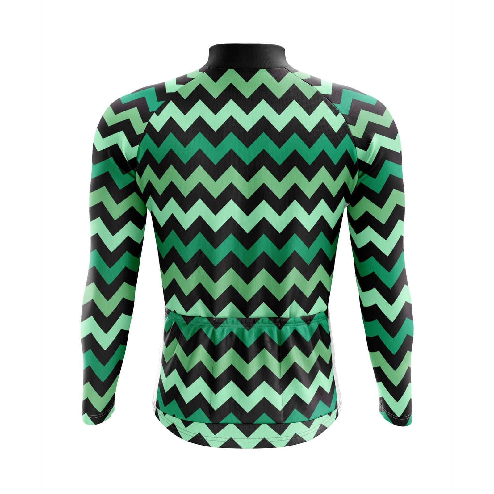 Montella Cycling Men's Green Zig Zag Long Sleeve Cycling Jersey