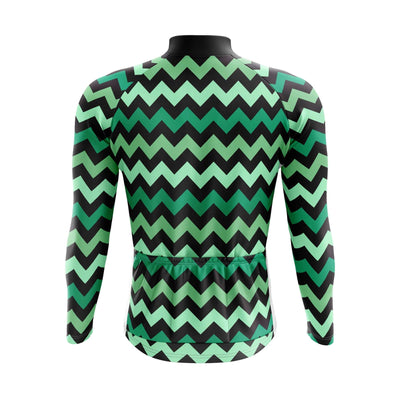 Montella Cycling Men's Green Zig Zag Long Sleeve Cycling Jersey