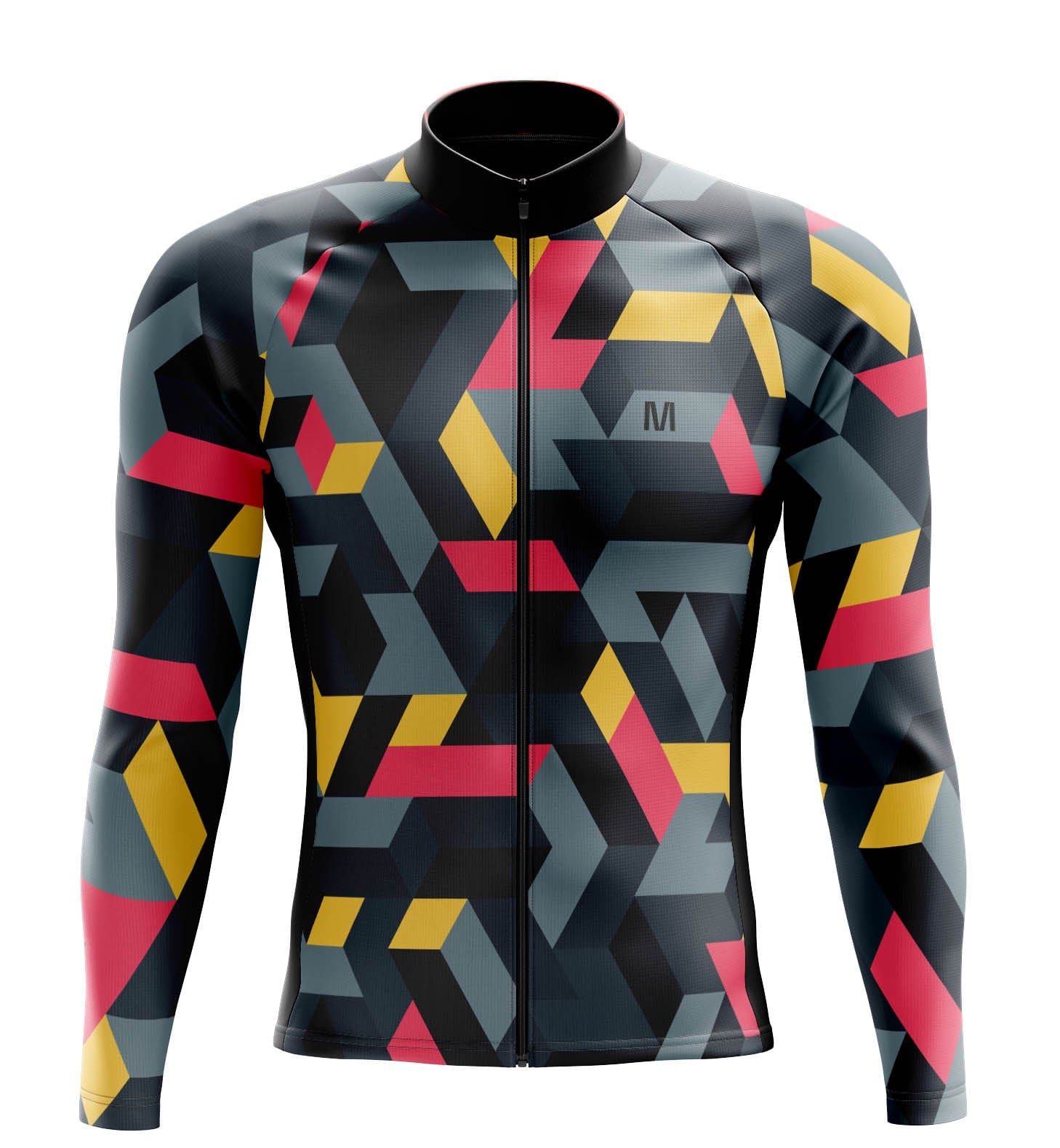 Montella Cycling Men's Grey Geo Long Sleeve Cycling Jersey