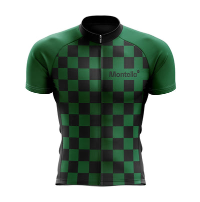 Montella Cycling Men SS Jersey Men's Green Squares Cycling Jersey