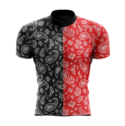 Montella Cycling Men SS Jersey Men's Red Black Bandana Cycling Jersey