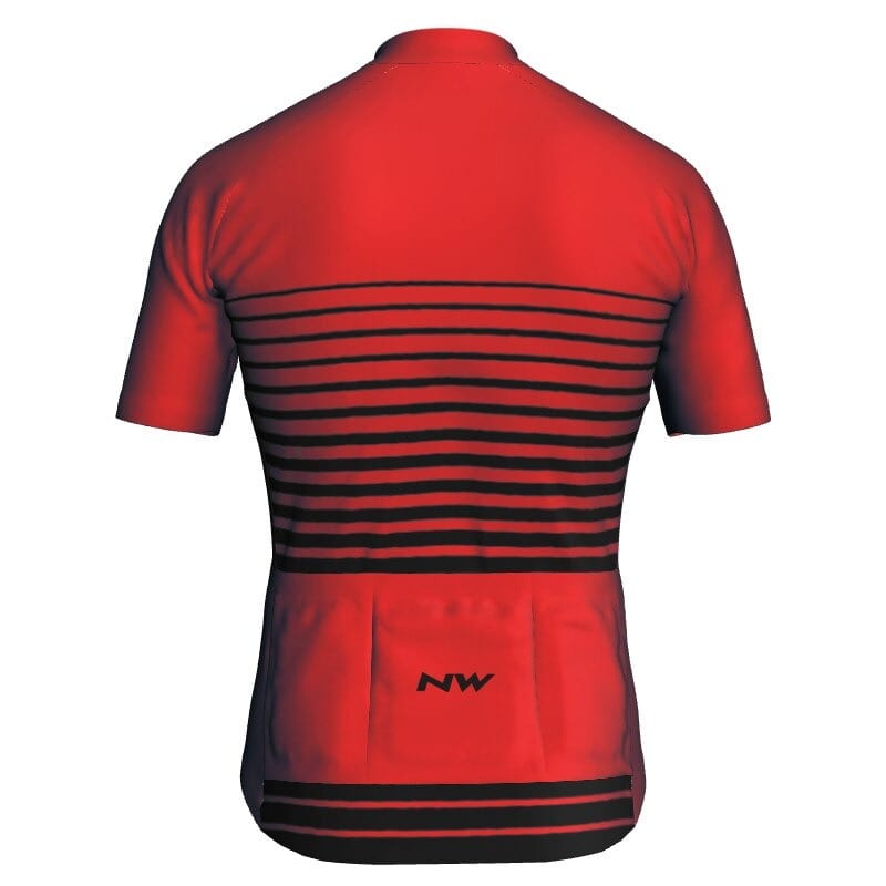 Montella Cycling Men SS Jersey Men's Red Lines Cycling Jersey