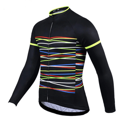 Montella Cycling S / Long Sleeve Jersey / Polyster Black Lines Winter Cycling Jersey or Bib Pants