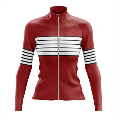 Montella Cycling Women's Red Striped Long Sleeve Cycling Jersey