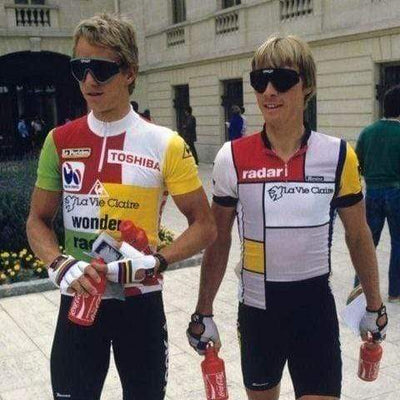 top-cycling-wear Jerseys Men's Retro 1985 La Vie Claire Piet Mondrian Cycling Jersey