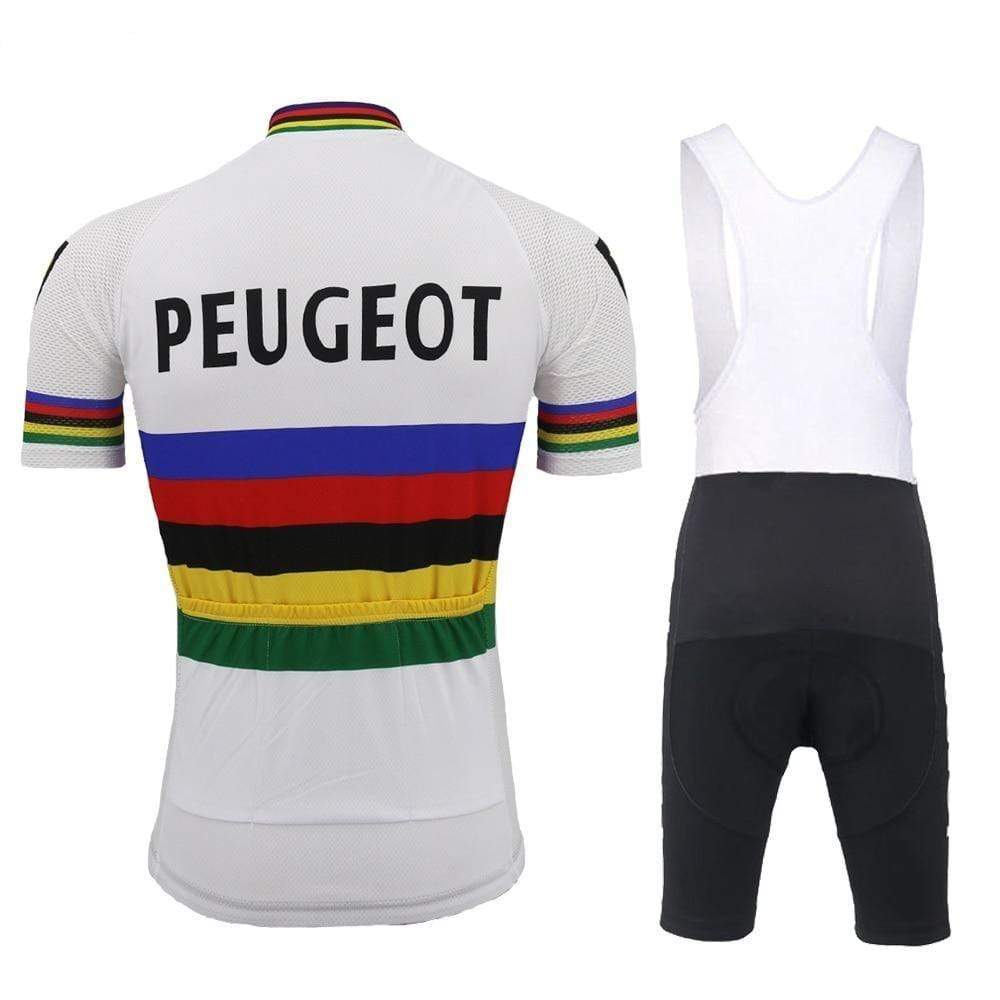 top-cycling-wear Peugeot BP Michelin White Vintage Cycling Jersey Set