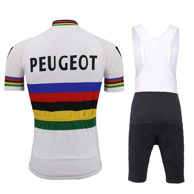top-cycling-wear Peugeot BP Michelin White Vintage Cycling Jersey Set
