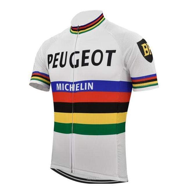 top-cycling-wear Peugeot BP Michelin White Vintage Cycling Jersey Set