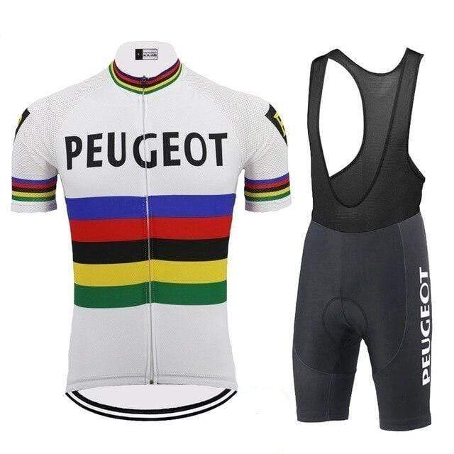 top-cycling-wear Peugeot BP Michelin White Vintage Cycling Jersey Set