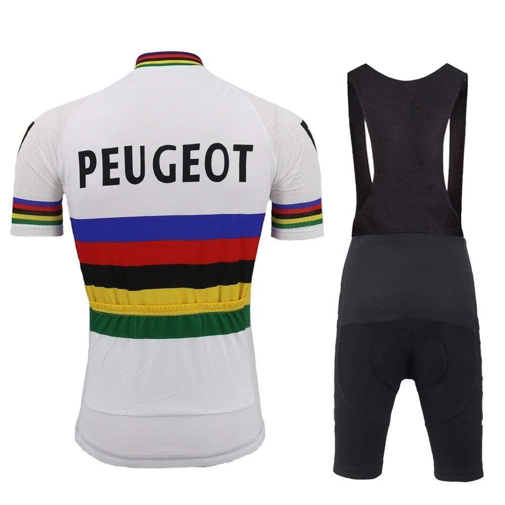 top-cycling-wear Peugeot BP Michelin White Vintage Cycling Jersey Set