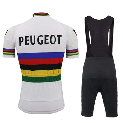 top-cycling-wear Peugeot BP Michelin White Vintage Cycling Jersey Set