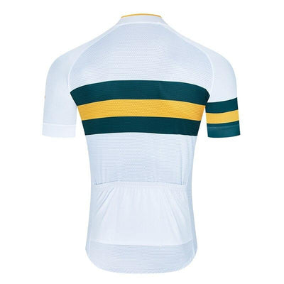 top-cycling-wear Short Sleeve Jersey Men's White Green Pro Cycling Jersey