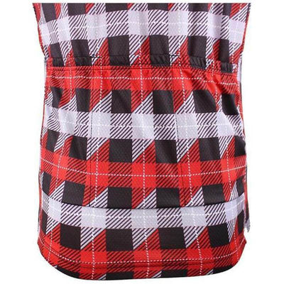 top-cycling-wear Short Sleeve Jersey Red & Black Plaid Short Sleeve Jersey